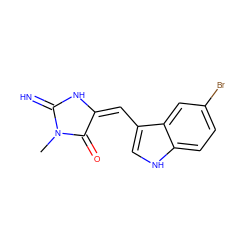 CN1C(=N)N/C(=C/c2c[nH]c3ccc(Br)cc23)C1=O ZINC000096937899