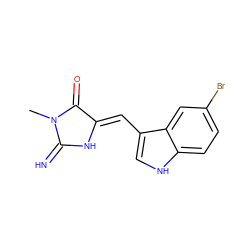 CN1C(=N)N/C(=C\c2c[nH]c3ccc(Br)cc23)C1=O ZINC000084672162