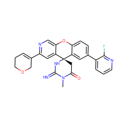 CN1C(=N)N[C@@]2(CC1=O)c1cc(-c3cccnc3F)ccc1Oc1cnc(C3=CCCOC3)cc12 ZINC000146656409