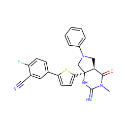 CN1C(=N)N[C@@]2(c3ccc(-c4ccc(F)c(C#N)c4)s3)CN(c3ccccc3)C[C@H]2C1=O ZINC000034787398