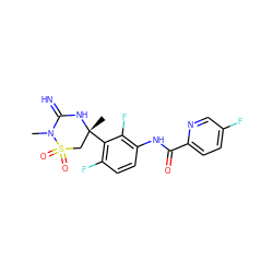 CN1C(=N)N[C@](C)(c2c(F)ccc(NC(=O)c3ccc(F)cn3)c2F)CS1(=O)=O ZINC000144646233