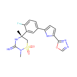 CN1C(=N)N[C@](C)(c2cc(-c3ccc(-c4nnco4)[nH]3)ccc2F)CS1(=O)=O ZINC001772618187