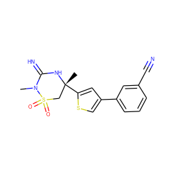 CN1C(=N)N[C@](C)(c2cc(-c3cccc(C#N)c3)cs2)CS1(=O)=O ZINC000144605818