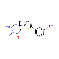 CN1C(=N)N[C@](C)(c2ccc(-c3cccc(C#N)c3)s2)CC1=O ZINC000095573102