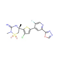 CN1C(=N)N[C@](C)(c2sc(-c3cc(-c4nnco4)ncc3F)cc2Cl)CS1(=O)=O ZINC001772654680