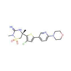 CN1C(=N)N[C@](C)(c2sc(-c3ccc(N4CCOCC4)nc3)cc2Cl)CS1(=O)=O ZINC001772624716