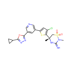 CN1C(=N)N[C@](C)(c2sc(-c3cncc(-c4nnc(C5CC5)o4)c3)cc2Cl)CS1(=O)=O ZINC001772639884