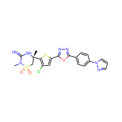 CN1C(=N)N[C@](C)(c2sc(-c3nnc(-c4ccc(-n5cccn5)cc4)o3)cc2Cl)CS1(=O)=O ZINC001772592664