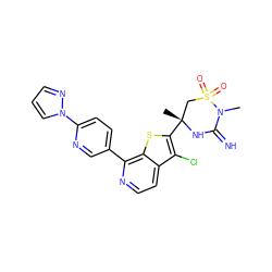 CN1C(=N)N[C@](C)(c2sc3c(-c4ccc(-n5cccn5)nc4)nccc3c2Cl)CS1(=O)=O ZINC001772646402