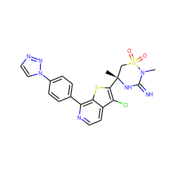 CN1C(=N)N[C@](C)(c2sc3c(-c4ccc(-n5ccnn5)cc4)nccc3c2Cl)CS1(=O)=O ZINC001772569683