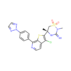 CN1C(=N)N[C@](C)(c2sc3c(-c4ccc(-n5nccn5)cc4)nccc3c2Cl)CS1(=O)=O ZINC001772651794