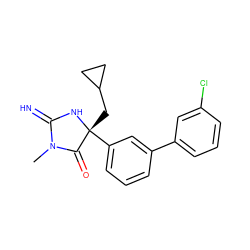 CN1C(=N)N[C@](CC2CC2)(c2cccc(-c3cccc(Cl)c3)c2)C1=O ZINC000084605135