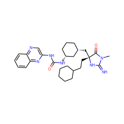 CN1C(=N)N[C@](CCC2CCCCC2)(C[C@H]2CCC[C@@H](NC(=O)Nc3cnc4ccccc4n3)C2)C1=O ZINC000299821202