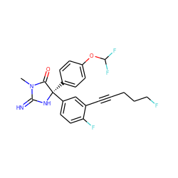 CN1C(=N)N[C@](c2ccc(OC(F)F)cc2)(c2ccc(F)c(C#CCCCF)c2)C1=O ZINC000064512404