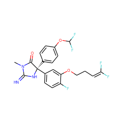 CN1C(=N)N[C@](c2ccc(OC(F)F)cc2)(c2ccc(F)c(OCCC=C(F)F)c2)C1=O ZINC000035261911