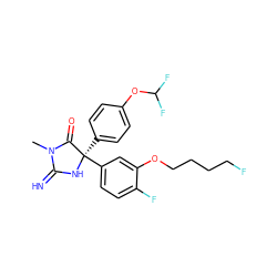 CN1C(=N)N[C@](c2ccc(OC(F)F)cc2)(c2ccc(F)c(OCCCCF)c2)C1=O ZINC000035261806