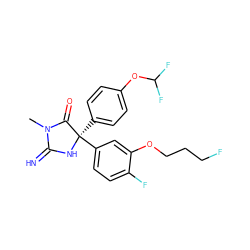 CN1C(=N)N[C@](c2ccc(OC(F)F)cc2)(c2ccc(F)c(OCCCF)c2)C1=O ZINC000035261802