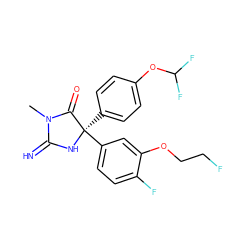 CN1C(=N)N[C@](c2ccc(OC(F)F)cc2)(c2ccc(F)c(OCCF)c2)C1=O ZINC000064513045