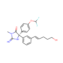 CN1C(=N)N[C@](c2ccc(OC(F)F)cc2)(c2cccc(/C=C/CCCO)c2)C1=O ZINC000035269343