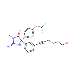 CN1C(=N)N[C@](c2ccc(OC(F)F)cc2)(c2cccc(C#CCCCCO)c2)C1=O ZINC000064527504