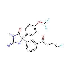 CN1C(=N)N[C@](c2ccc(OC(F)F)cc2)(c2cccc(C(=O)CCCF)c2)C1=O ZINC000035261905