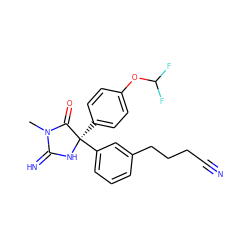 CN1C(=N)N[C@](c2ccc(OC(F)F)cc2)(c2cccc(CCCC#N)c2)C1=O ZINC000035269180