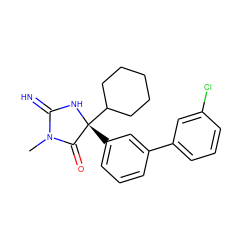 CN1C(=N)N[C@](c2cccc(-c3cccc(Cl)c3)c2)(C2CCCCC2)C1=O ZINC000084605128