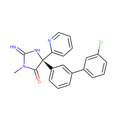 CN1C(=N)N[C@](c2cccc(-c3cccc(Cl)c3)c2)(c2ccccn2)C1=O ZINC000084605138