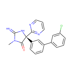 CN1C(=N)N[C@](c2cccc(-c3cccc(Cl)c3)c2)(c2ncccn2)C1=O ZINC000084597213