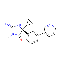 CN1C(=N)N[C@](c2cccc(-c3cccnc3)c2)(C2CC2)C1=O ZINC000084604718