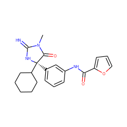 CN1C(=N)N[C@](c2cccc(NC(=O)c3ccco3)c2)(C2CCCCC2)C1=O ZINC000034950039