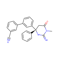 CN1C(=N)N[C@](c2ccccc2)(c2cccc(-c3cccc(C#N)c3)c2)CC1=O ZINC000095574121