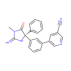 CN1C(=N)N[C@](c2ccccc2)(c2cccc(-c3cncc(C#N)c3)c2)C1=O ZINC000084604808