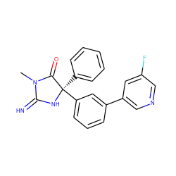 CN1C(=N)N[C@](c2ccccc2)(c2cccc(-c3cncc(F)c3)c2)C1=O ZINC000034659705