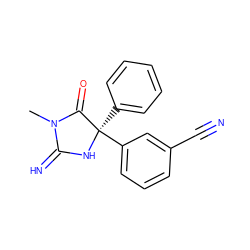 CN1C(=N)N[C@](c2ccccc2)(c2cccc(C#N)c2)C1=O ZINC000084604238