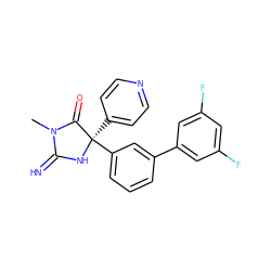 CN1C(=N)N[C@](c2ccncc2)(c2cccc(-c3cc(F)cc(F)c3)c2)C1=O ZINC000034806419