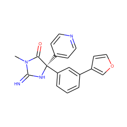 CN1C(=N)N[C@](c2ccncc2)(c2cccc(-c3ccoc3)c2)C1=O ZINC000034804569