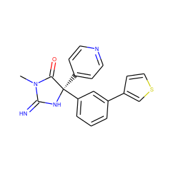 CN1C(=N)N[C@](c2ccncc2)(c2cccc(-c3ccsc3)c2)C1=O ZINC000034804561