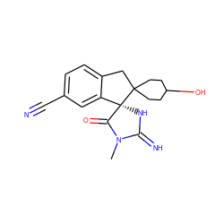 CN1C(=N)N[C@]2(C1=O)c1cc(C#N)ccc1CC21CCC(O)CC1 ZINC001772649194