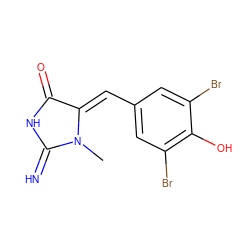 CN1C(=N)NC(=O)/C1=C/c1cc(Br)c(O)c(Br)c1 ZINC000005022575