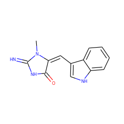 CN1C(=N)NC(=O)/C1=C\c1c[nH]c2ccccc12 ZINC000034215717