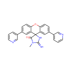 CN1C(=N)NC2(C1=O)c1cc(-c3cccnc3)ccc1Oc1ccc(-c3cccnc3)cc12 ZINC000072317564