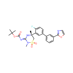 CN1C(=NC(=O)OC(C)(C)C)N[C@](C)(c2cc(-c3cccc(-c4ncco4)c3)ccc2F)CS1(=O)=O ZINC001772628163