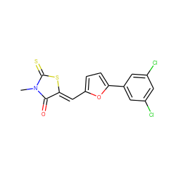 CN1C(=O)/C(=C/c2ccc(-c3cc(Cl)cc(Cl)c3)o2)SC1=S ZINC000001187103