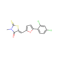 CN1C(=O)/C(=C/c2ccc(-c3ccc(Cl)cc3Cl)o2)SC1=S ZINC000003044367