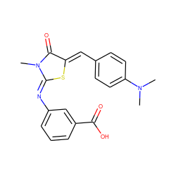 CN1C(=O)/C(=C/c2ccc(N(C)C)cc2)S/C1=N\c1cccc(C(=O)O)c1 ZINC000013713024