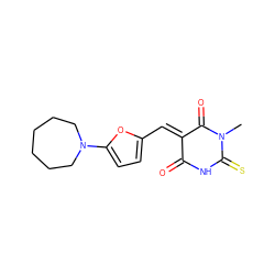 CN1C(=O)/C(=C/c2ccc(N3CCCCCC3)o2)C(=O)NC1=S ZINC000000478869