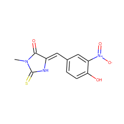 CN1C(=O)/C(=C/c2ccc(O)c([N+](=O)[O-])c2)NC1=S ZINC000004725626