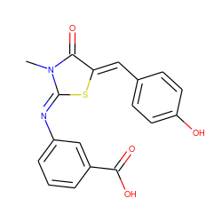 CN1C(=O)/C(=C/c2ccc(O)cc2)S/C1=N\c1cccc(C(=O)O)c1 ZINC000008642755