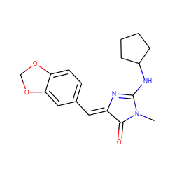 CN1C(=O)/C(=C/c2ccc3c(c2)OCO3)N=C1NC1CCCC1 ZINC000072109162